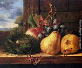 Still life with a birds nest and fruit by Edward Ladell